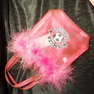 CLAIRE'S PURSE BAG NEW With Tag PINK VINYL SOCCER PRINCESS BOA